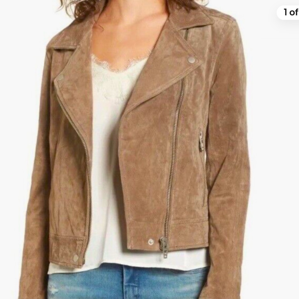 BLANKNYC Suede Moto Jacket Sz Small Tan